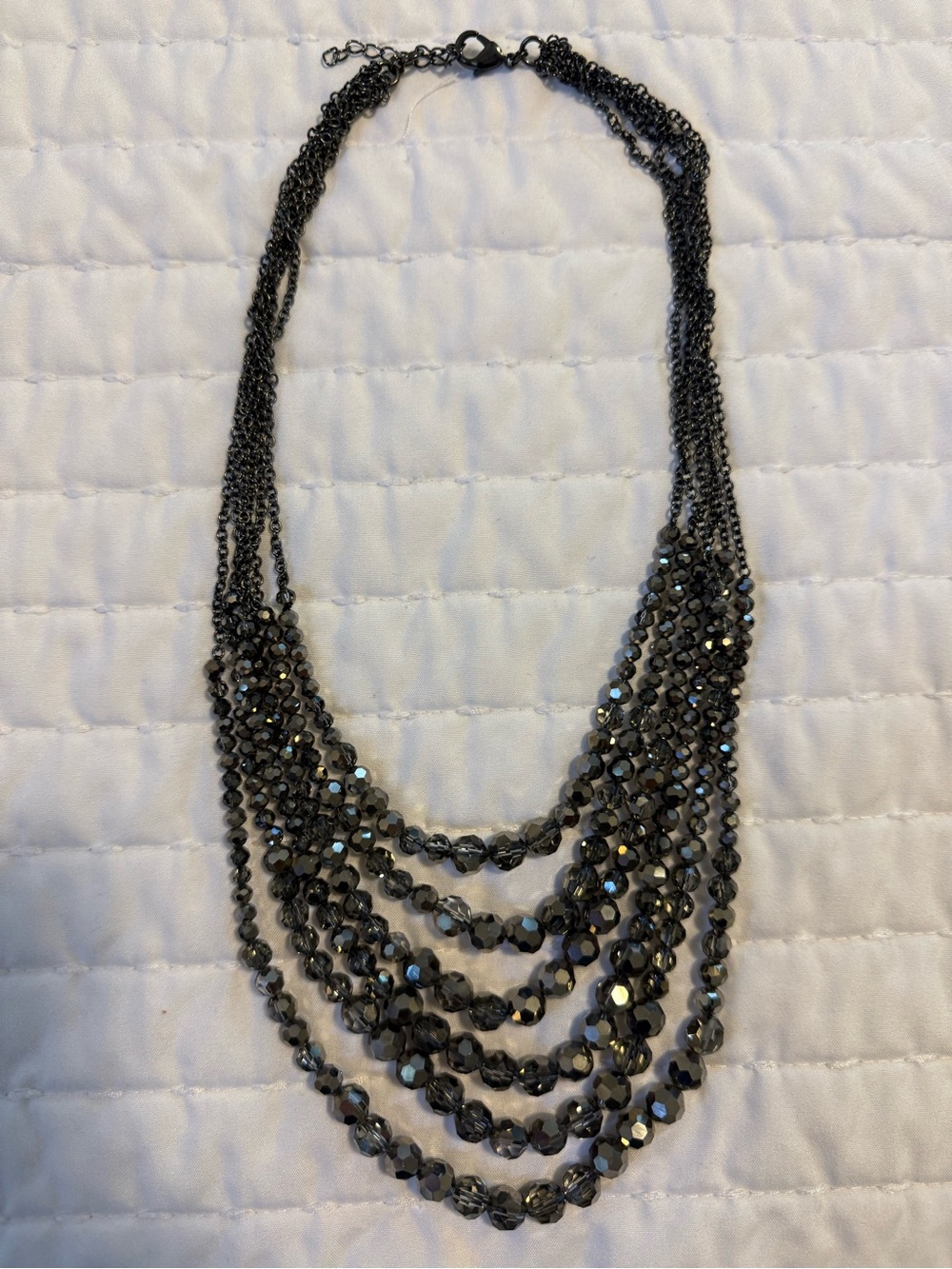 Multi-Strand Hematite Crystal Statement Necklace